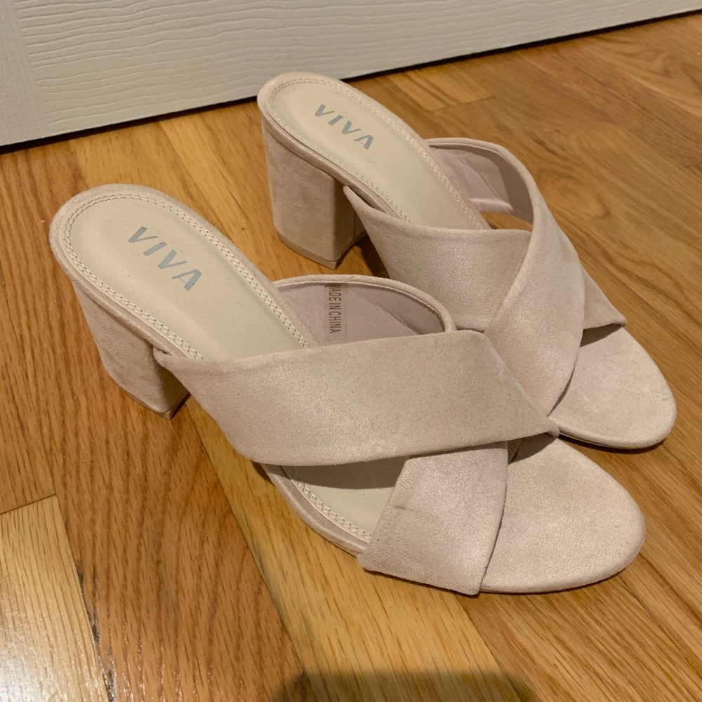 Blush Pink Open Toe Block Heel